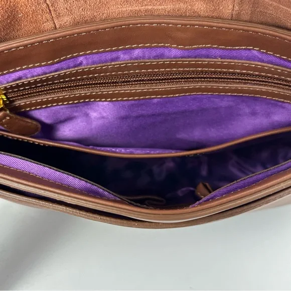 NWT - Beautiful Sharif Safari Orchid Flap-Over Crossbody with Lion's Head Detail